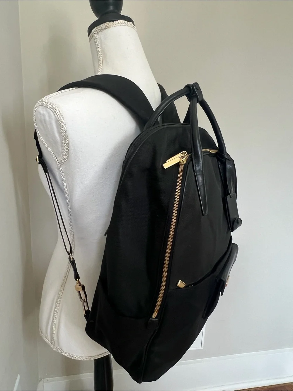 TUMI Larkin Portola Convertible Backpack Tote - Black/Gold - Good Condition